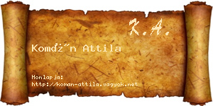 Komán Attila névjegykártya
